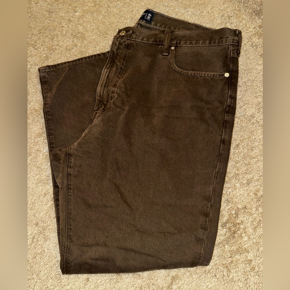 Abercrombie & Fitch Authentic Rigid Denim Loose Fit Dark Brown
